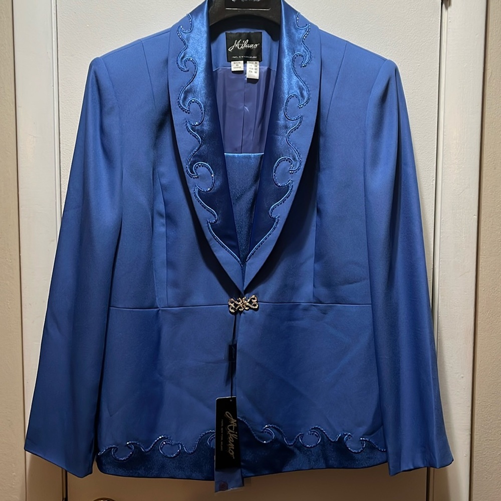 Vintage MILANO Suit Jacket and Skirt accented with beautiful diamond brooch NWT
